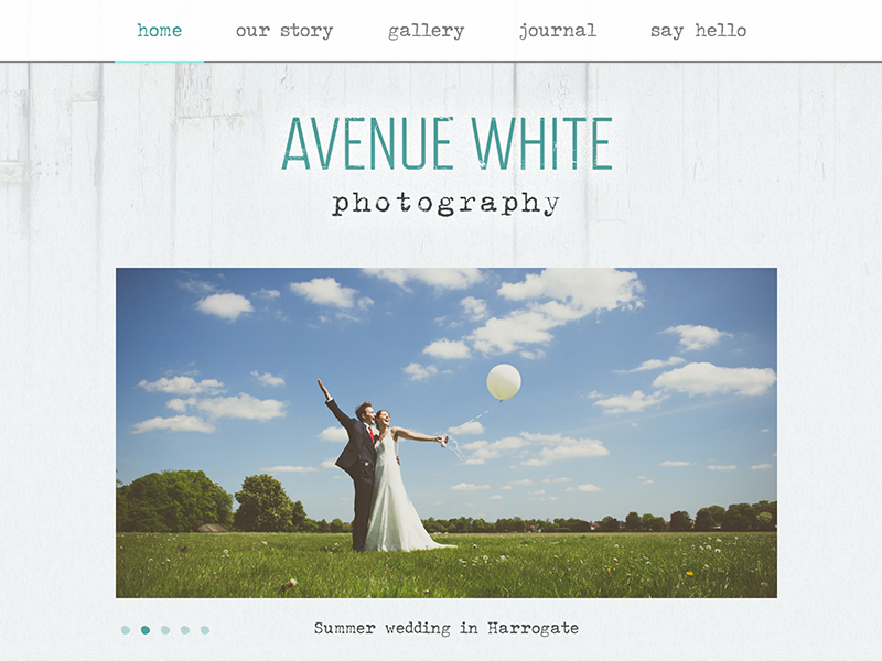 Screenshot of Avenue White Photography home page design.
