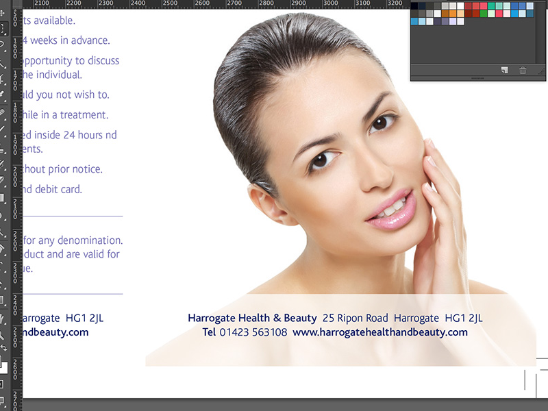 Screenshot of Harrogate Health & Beauty brochure print design.