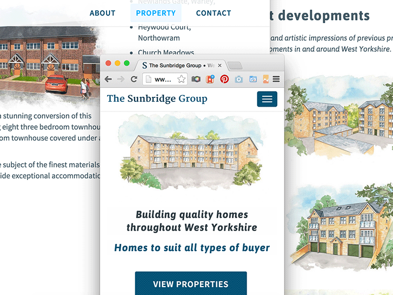 Screenshot of The Sunbridge Group web and mobile design.