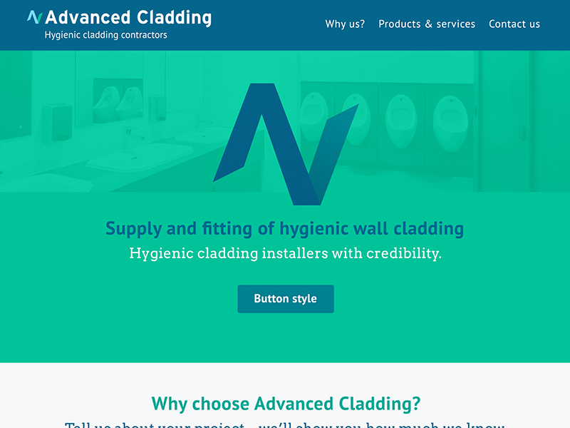 Screenshot of Advanced Clading, Harrogate web design.