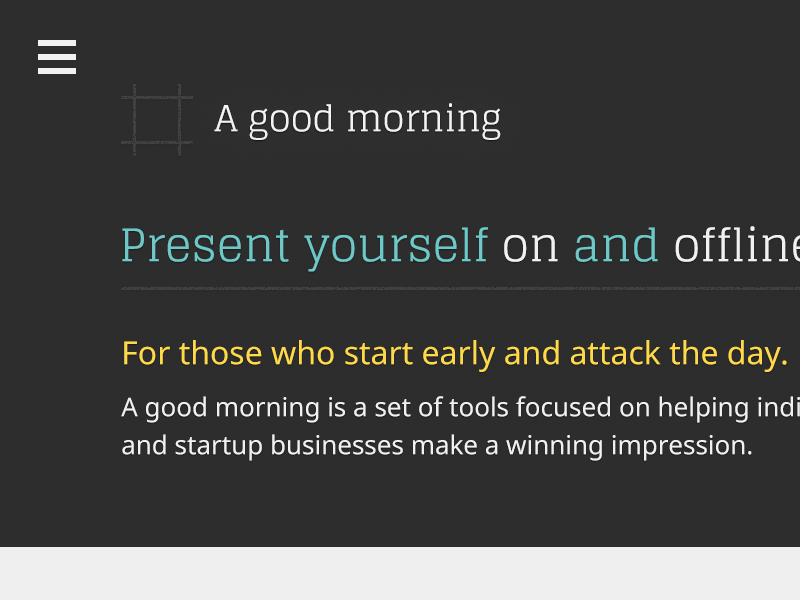 Screenshot of A good morning logo and home page design.