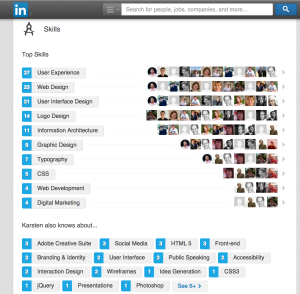 Karsten Rowe design skill ratings on LinkedIn stats.