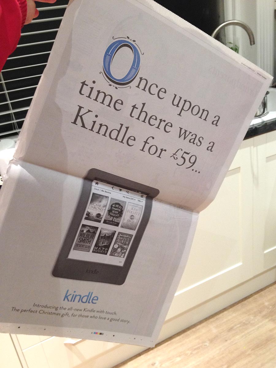 Photo of Kindle Christmas advert design.