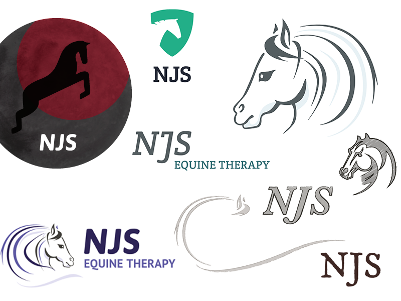 Screenshot of NJS Equine Therapy initial logo designs.