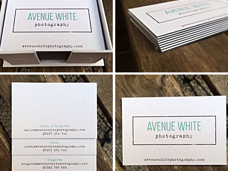 Avenue White business card design.