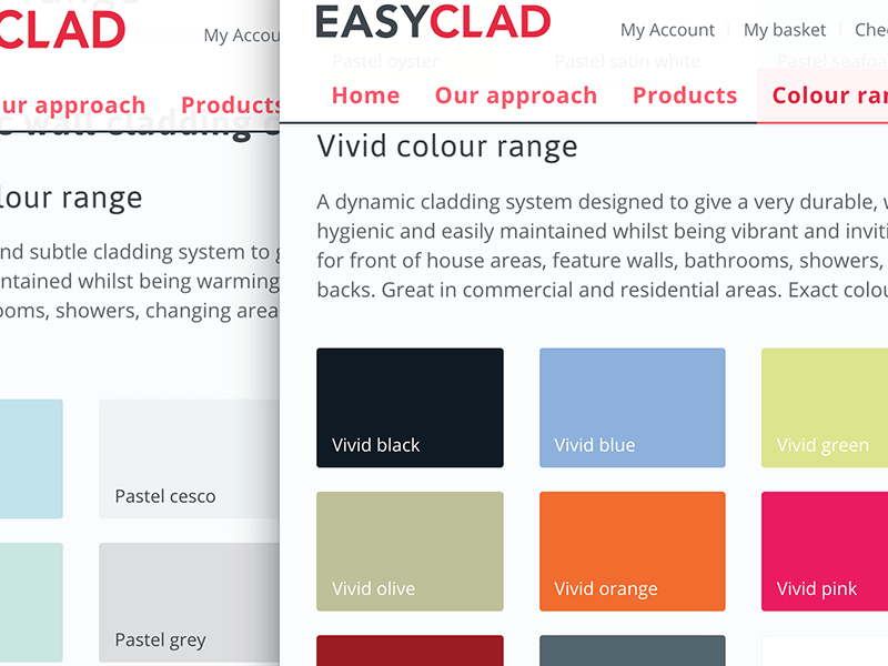 EasyClad web design harrogate wall cladding colour range.