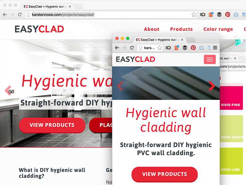 Screenshot of EasyClad web and mobile design.