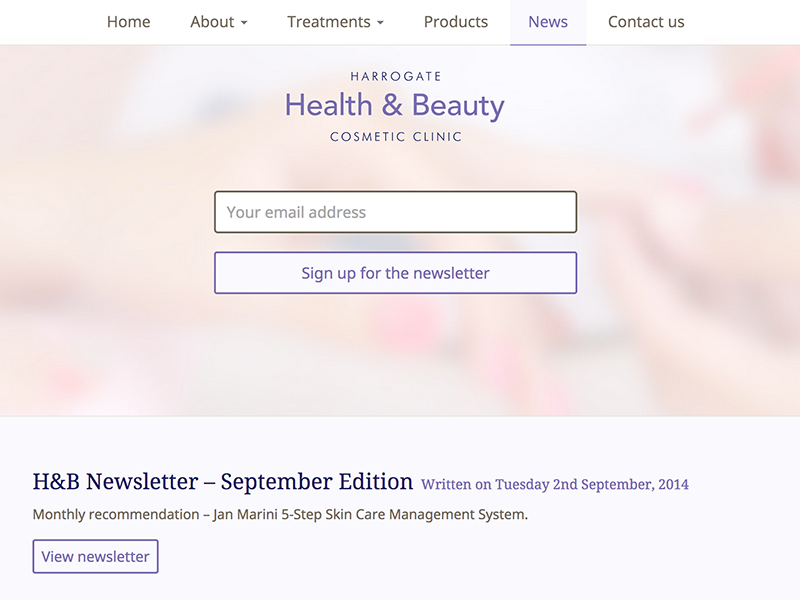 Screenshot of Harrogate Health & Beauty email newsletter design.