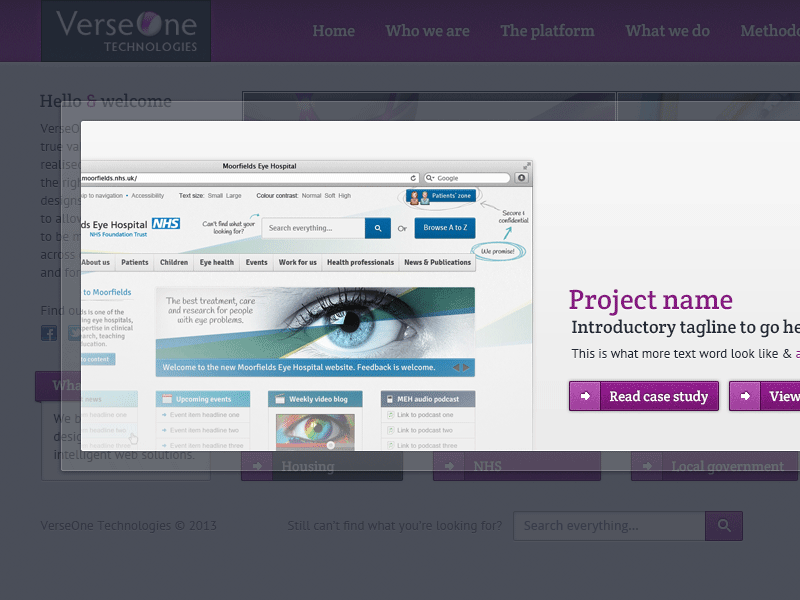 Screenshot of NHS web design.