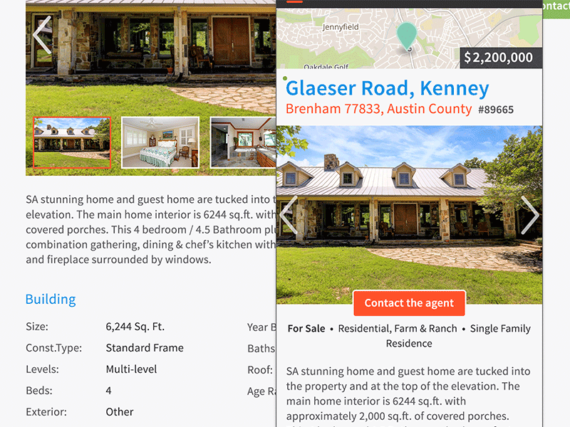 Screenshot of Property Listing Service mobile design.